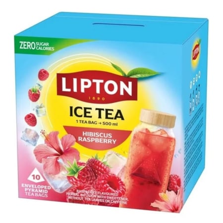 Ceai - Ceai Lipton Ice Tea Zmeura & Hibiscus, 10 plicuri