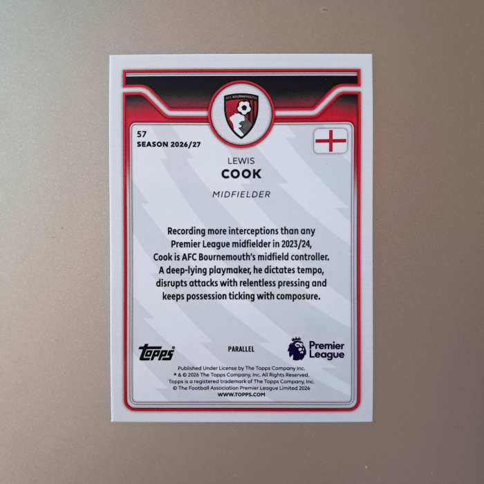 Lewis Cook #57 – Pink Voltage – AFC Bournemouth – Topps Flagship Premier League 2026/27 [2]