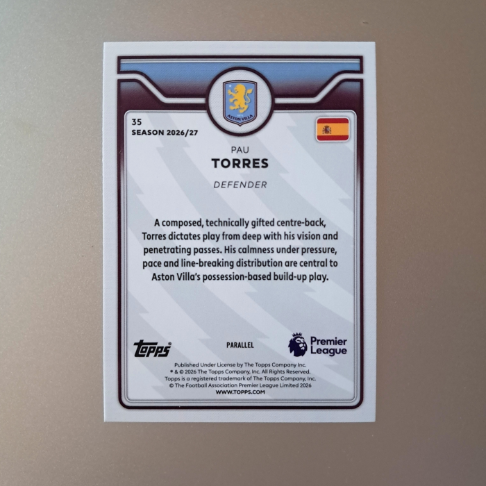 Pau Torres #35 – Pink Voltage – Aston Villa – Topps Flagship Premier League 2026/27 [2]