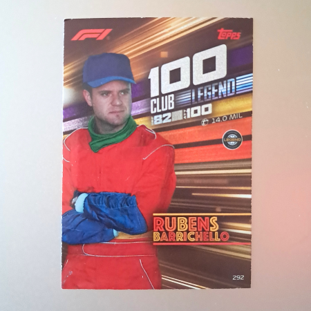 Topps F1 Turbo Attax 2026 - Rubens Barrichello #292 – 100 Club Legend – Topps Turbo Attax 2026