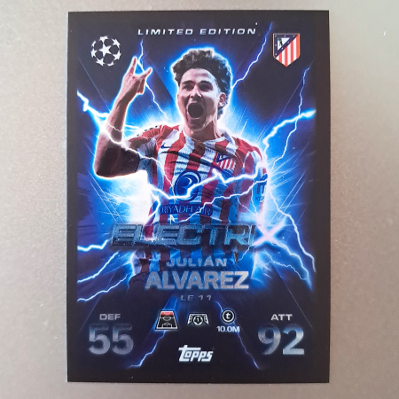 Topps Match Attax Extra 2025/26 - Julián Álvarez LE11 – Electrix Limited Edition – Atlético de Madrid – Topps Match Attax Extra 2025/26