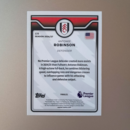 Antonee Robinson #135 – PL Parallel – Fulham – Topps Flagship Premier League 2026/27 [1]