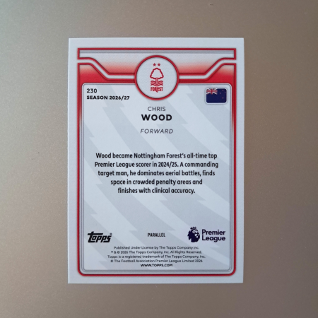 Chris Wood #230 – Pink Voltage – Nottingham Forest – Topps Flagship Premier League 2026/27 [1]