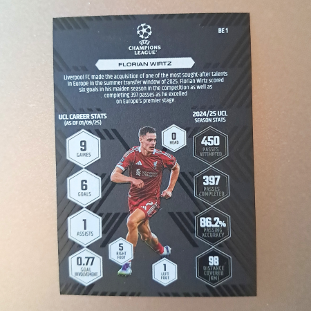 Florian Wirtz BE1 – Black Edge Edition – Liverpool FC – Topps Match Attax Extra 2025/26 [1]