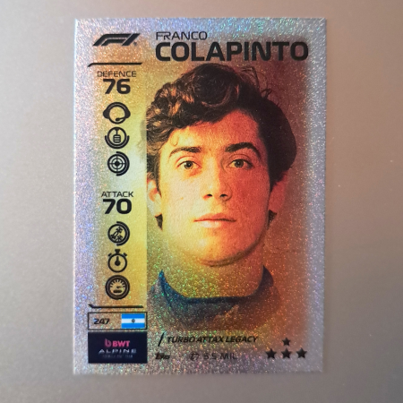 Topps F1 Turbo Attax 2026 - Franco Colapinto #247 – Turbo Attax Legacy – BWT Alpine Formula One Team – Topps Turbo Attax 2026