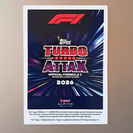 Franco Colapinto #247 – Turbo Attax Legacy – BWT Alpine Formula One Team – Topps Turbo Attax 2026 [1]