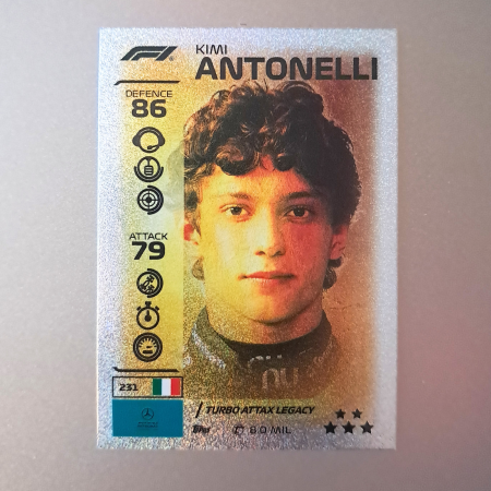 Topps F1 Turbo Attax 2026 - Kimi Antonelli #231 – Turbo Attax Legacy – Mercedes-AMG PETRONAS Formula One Team – Topps Turbo Attax 2026