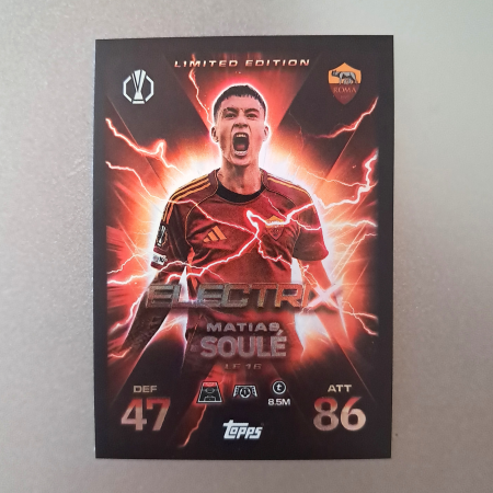 Topps Match Attax Extra 2025/26 - Matías Soulé LE16 – Electrix Limited Edition – AS Roma – Topps Match Attax Extra 2025/26