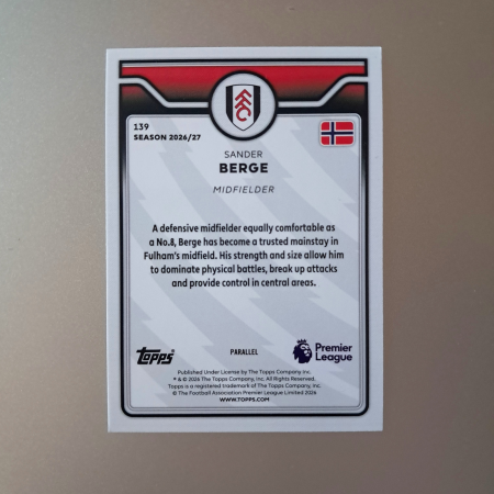 Sander Berge #139 – Yellow Voltage – Fulham – Topps Flagship Premier League 2026/27 [1]