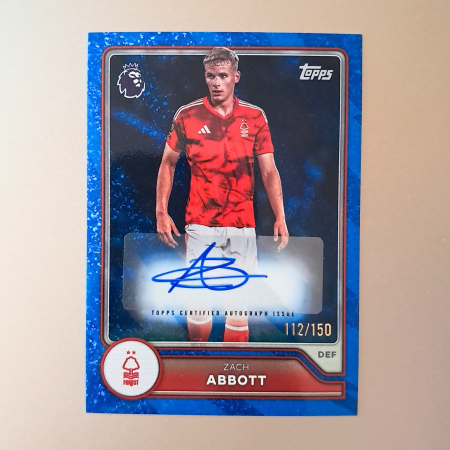 Topps Flagship Premier League 2026/27 - Zach Abbott BA-ZA – Autograph Blue Sparkle /150 – Nottingham Forest – Topps Flagship Premier League 2026/27
