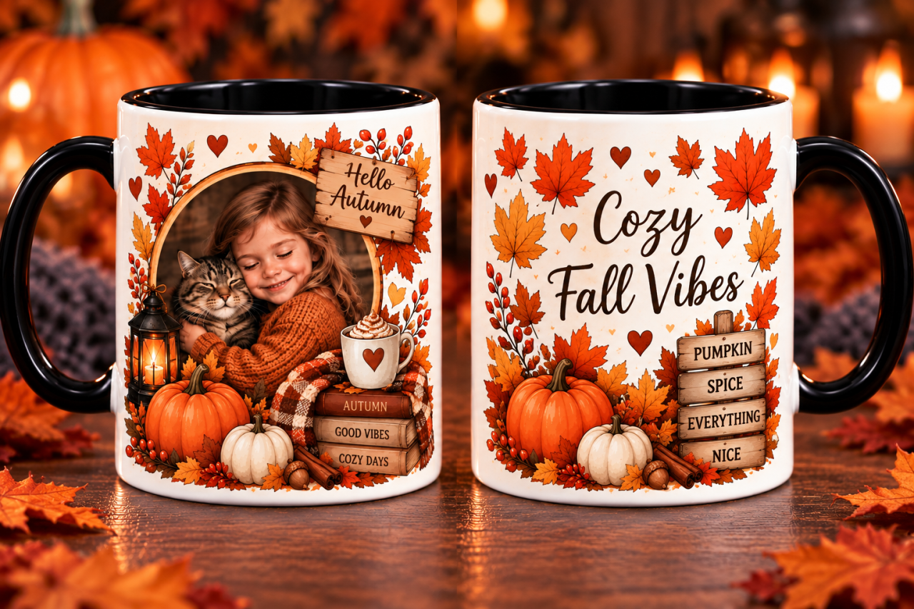 Cană Termosensibilă „Hello Autumn” Personalizată cu Poză [3]