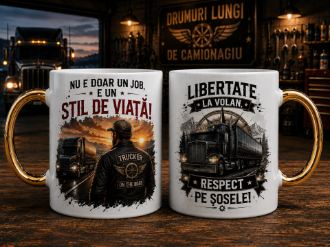 CADOURI PERSONALIZATE - Cană pentru Șofer TIR  – Viața de Șofer TIR, Libertate și Respect