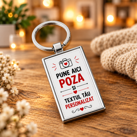 BRELOCURI PERSONALIZATE CU TEXT ȘI POZĂ - Breloc personalizat cu poza și textul tău – Creează un cadou unic