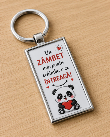 BRELOCURI PERSONALIZATE - Breloc personalizat „Un zâmbet mic poate schimba o zi întreagă!”