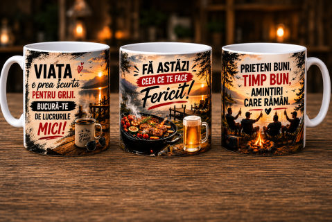 CĂNI MOTIVAȚIONALE - Cană cu Mesaj Inspirațional – Bucură-te de Lucrurile Mici