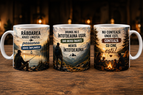 CĂNI MOTIVAȚIONALE - Cană Motivațională cu Mesaj Inspirational – Răbdare, Pasiune și Viață