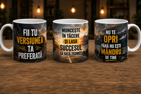 CĂNI MOTIVAȚIONALE - Cană Motivațională pentru Persoane Ambițioase – Mesaj Inspirational