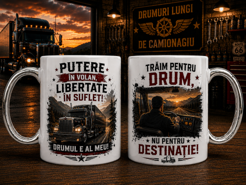 CADOURI PERSONALIZATE - Cană pentru Șofer de Camion – „Drumul e al Meu!”
