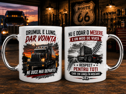 IDEI DE CADOURI - Cană pentru Șofer de Camion – Drumul e Lung, Dar Voința e Mare