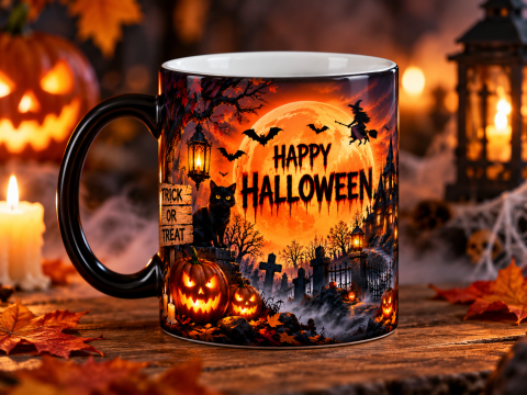 CĂNI TERMOSENSIBILE - Cană Termosensibilă Halloween – Happy Halloween