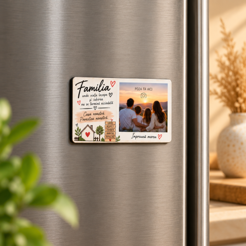 MAGNEŢI PERSONALIZAŢI - Magnet MDF Personalizat cu Poză – „Familia”