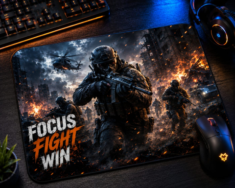 MOUSEPAD-URI PERSONALIZATE - MOUSEPAD GAMING – „FOCUS • FIGHT • WIN”