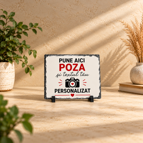 ARDEZIE DECORATIVĂ PERSONALIZATĂ - Placă ardezie personalizată 15×20 cm – cadou cu poză și mesaj
