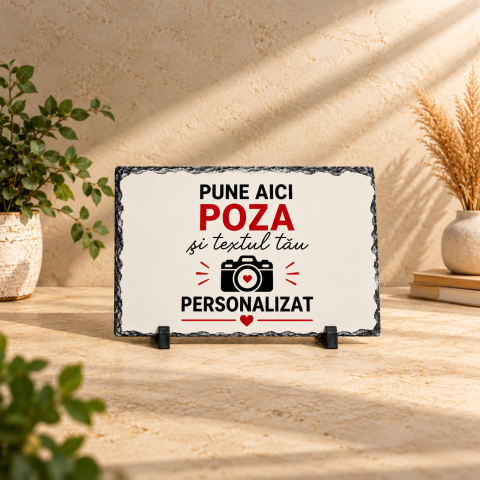 ARDEZIE DECORATIVĂ PERSONALIZATĂ - Placă ardezie personalizată 20×30 cm – cadou cu poză și mesaj