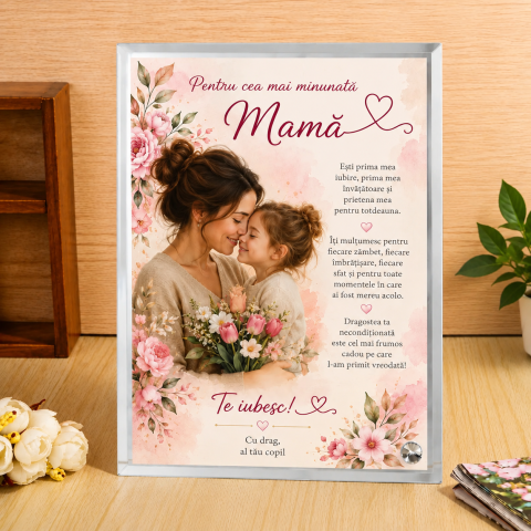 CADOURI PERSONALIZATE - Ramă foto personalizată pentru mamă – Cadoul care spune „Te iubesc” fără cuvinte