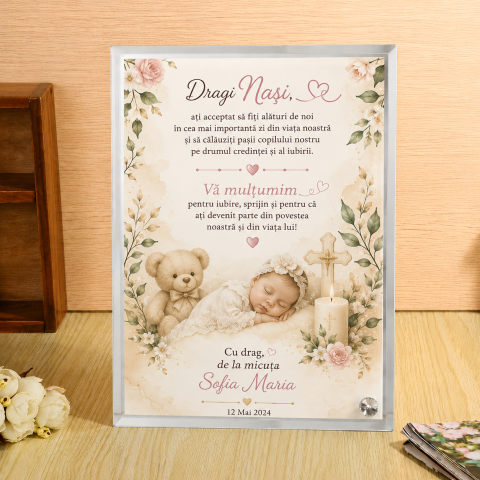 RAME FOTO PERSONALIZATE - Ramă Foto Personalizată pentru Nași de Botez