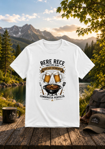 TRICOURI AMUZANTE - Tricou personalizat „Bere Rece, Prieteni Buni, Grătar Fierbinte”