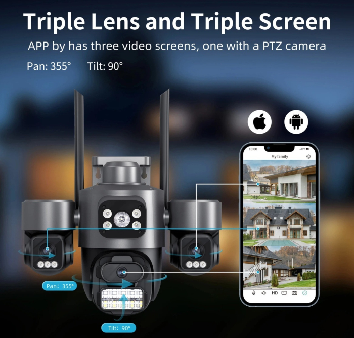 Cameră de Supraveghere WiFi 15MP cu 3 Lentile și Auto Tracking [5]
