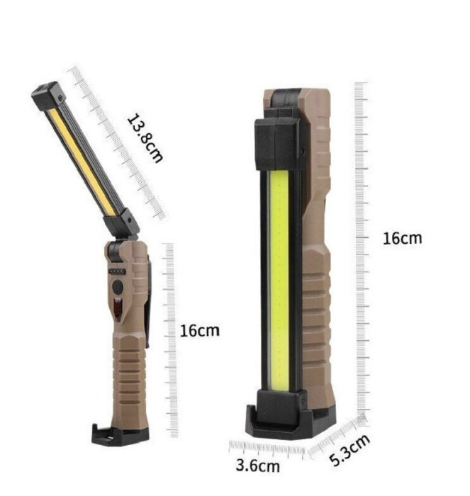 Lanterna de lucru LED COB pliabila, magnetica, 7 moduri, incarcare Type-C, 1200mAh, bej/negru [2]