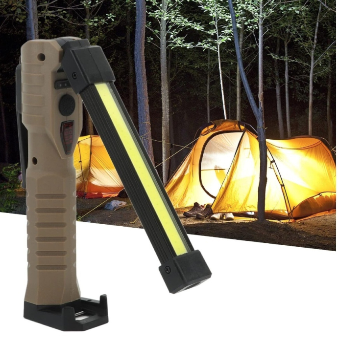 Lanterna de lucru LED COB pliabila, magnetica, 7 moduri, incarcare Type-C, 1200mAh, bej/negru [5]