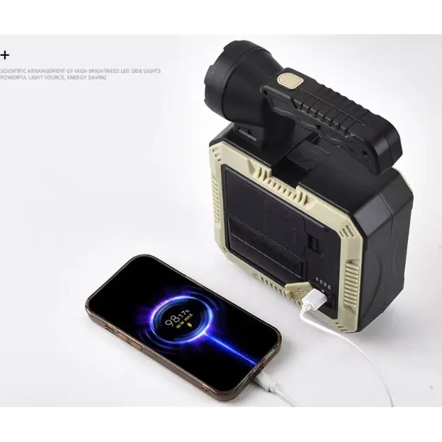 Lanterna solara si trusa de scule 4 in 1, lanterna portabila solara reincarcabila cu LED-uri de mare putere USB Flash, lanterna de urgenta cu trusa de scule incorporata, lanterna multifunctionala, neg [4]