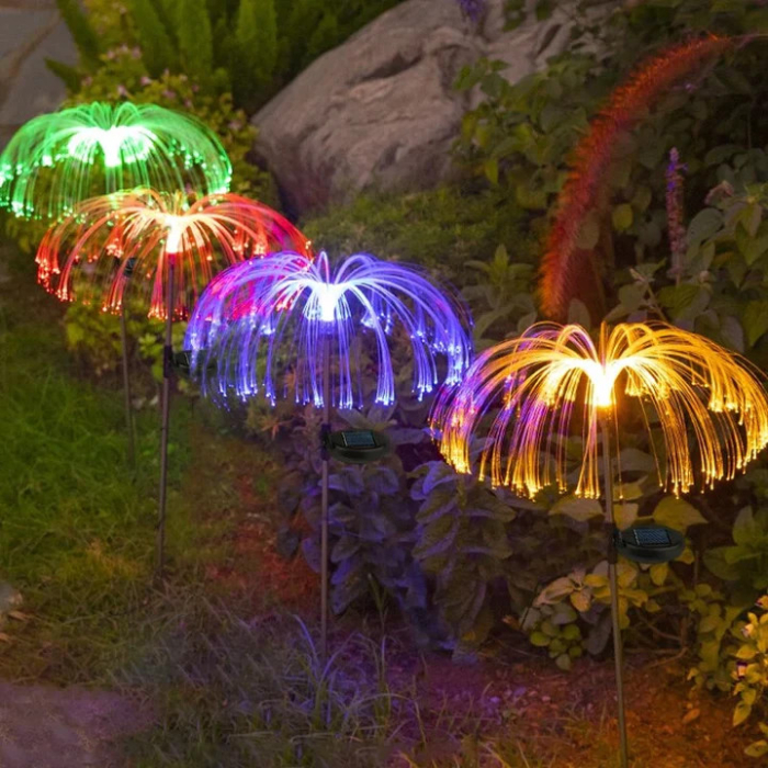 SET 4 LAMPI SOLARE DECORATIVE PALMIER LED COLOR FIBRA OPTICA [1]