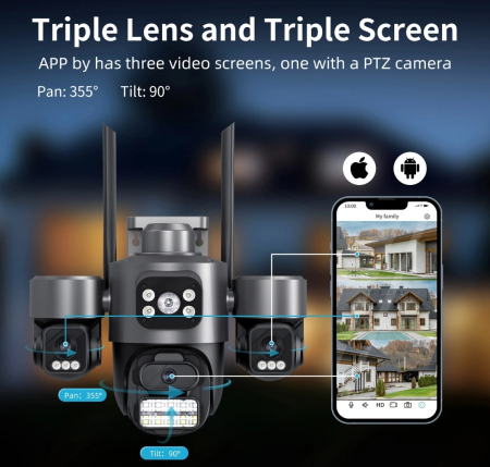 Cameră de Supraveghere WiFi 15MP cu 3 Lentile și Auto Tracking [4]