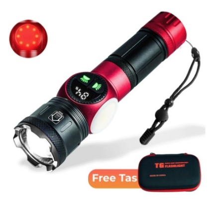 Lanternă puternica cu Zoom In/Out, 9 Moduri de Lumină Puternică, LED + COB, Carcasă din Aluminiu, Husă Gratuită [2]