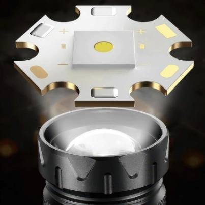 Lanternă puternica cu Zoom In/Out, 9 Moduri de Lumină Puternică, LED + COB, Carcasă din Aluminiu, Husă Gratuită [5]