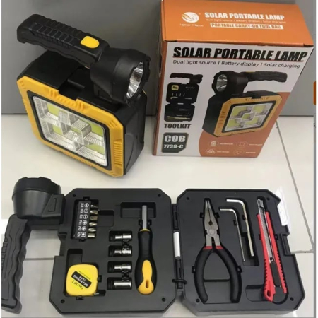 Lanterne - Lanterna solara si trusa de scule 4 in 1, lanterna portabila solara reincarcabila cu LED-uri de mare putere USB Flash, lanterna de urgenta cu trusa de scule incorporata, lanterna multifunctionala, neg