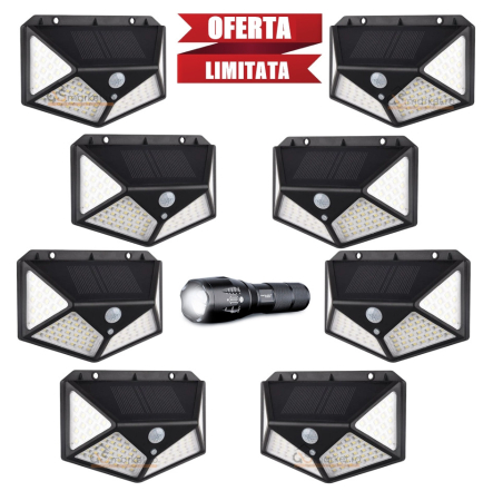 LAMPI SOLARE☀️ - PROMO: SET 8 LAMPI SOLARE 100 LED - 3 MOD ILUMINARE + LANTERNA CADOU