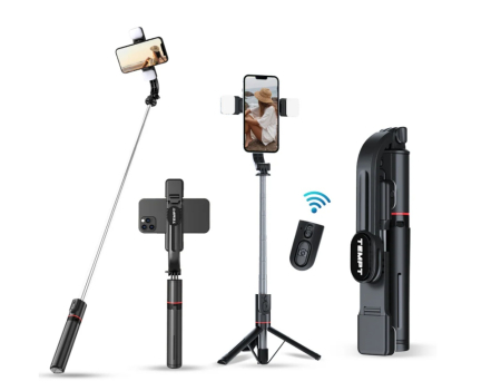 NOUTATI - SELFIE STICK CU TELECOMANDA, LED-URI, INALTIME DE 115CM , CONECTARE TELEFON