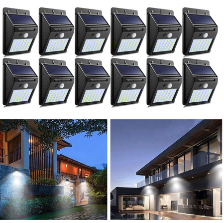 LAMPI SOLARE☀️ - SET 12 LAMPI SOLARE 30 LED CU SENZOR DE MISCARE