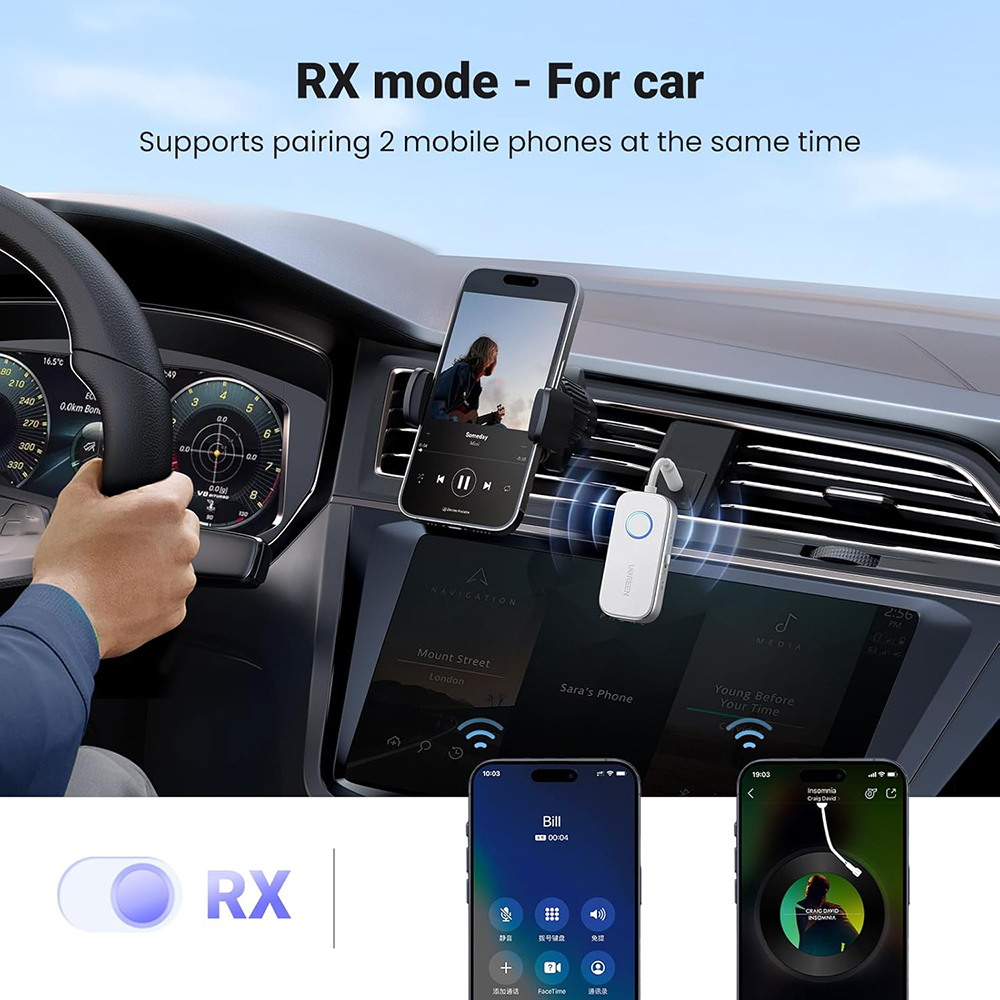 Adaptor Bluetooth Auxiliar Jack, TX/RX Mode, BT5.4 - Ugreen CM872 (45812) - White [8]
