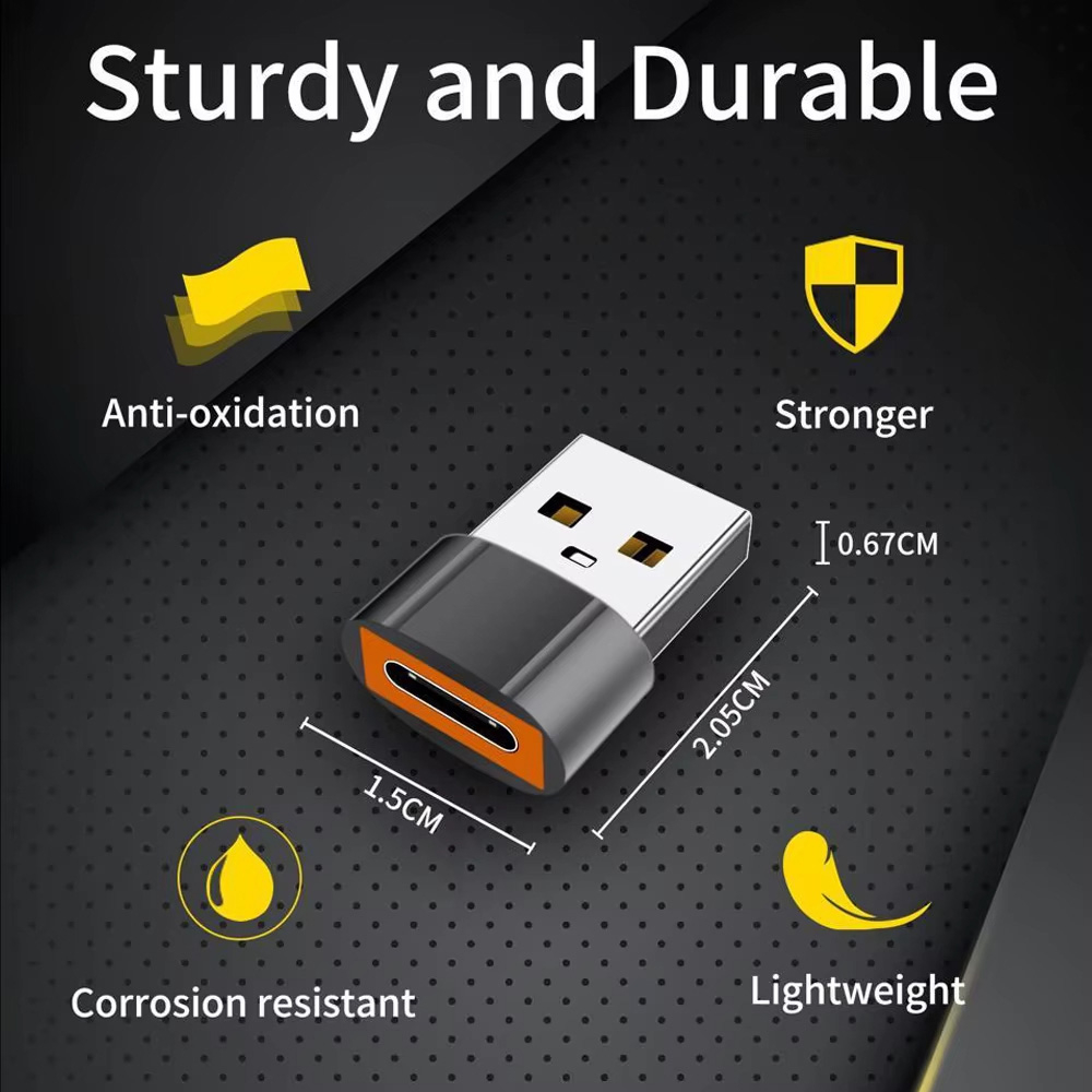 Adaptor USB-C la USB-A, 6A, Aluminiu - Techsuit HyperPort (A4) - Black / Orange [7]