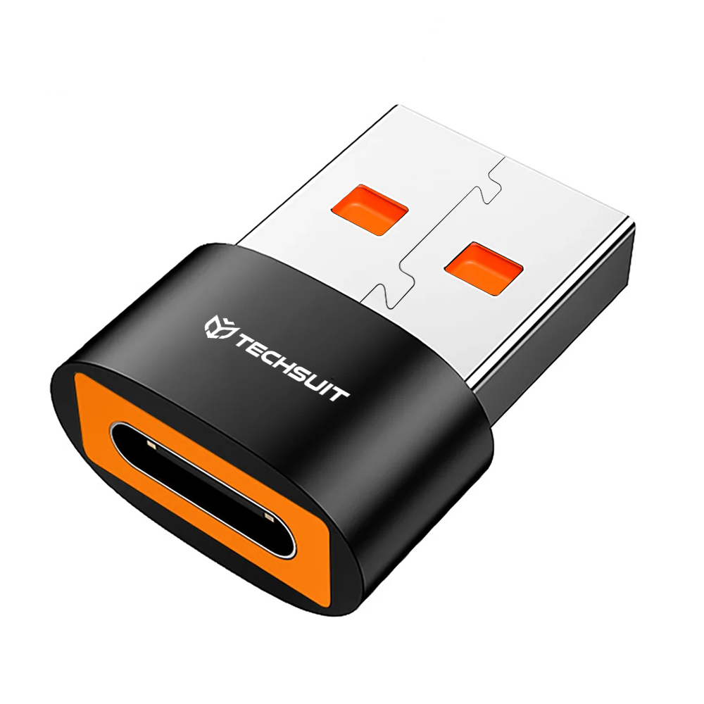 Adaptor USB-C la USB-A, 6A, Aluminiu - Techsuit HyperPort (A4) - Black / Orange [2]