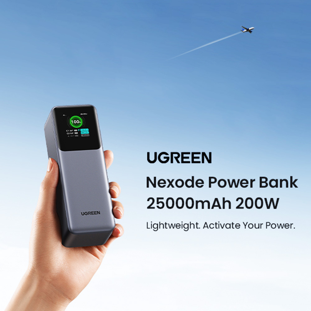 Baterie Externa cu Display Digital, 20000mAh, USB, 2x Type-C, 200W, QC, PD, 5V/3A - Ugreen PB722 (35525B) - Grey [6]