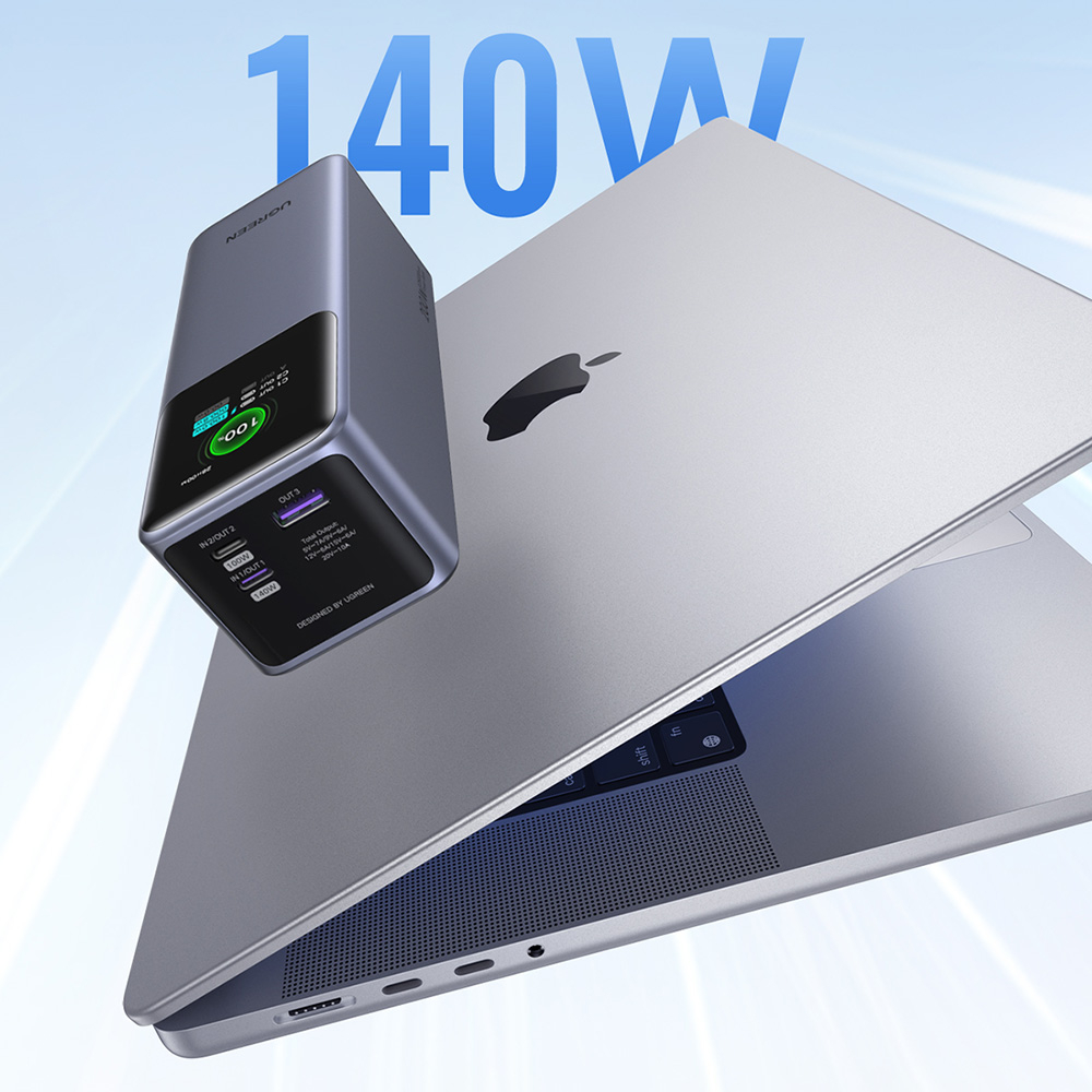 Baterie Externa cu Display Digital, 20000mAh, USB, 2x Type-C, 200W, QC, PD, 5V/3A - Ugreen PB722 (35525B) - Grey [5]