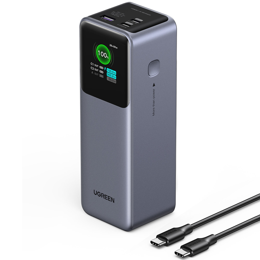 Baterie Externa cu Display Digital, 20000mAh, USB, 2x Type-C, 200W, QC, PD, 5V/3A - Ugreen PB722 (35525B) - Grey [2]