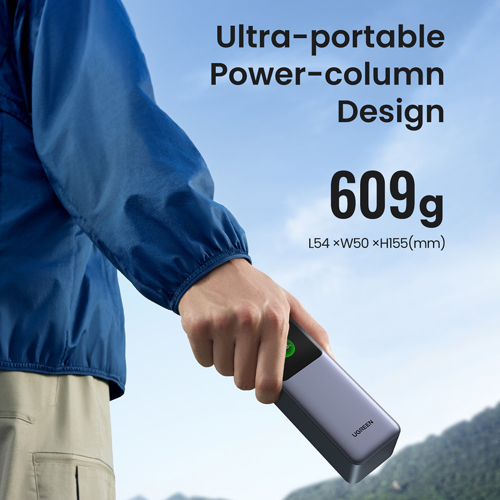 Baterie Externa cu Display Digital, 20000mAh, USB, 2x Type-C, 200W, QC, PD, 5V/3A - Ugreen PB722 (35525B) - Grey [3]
